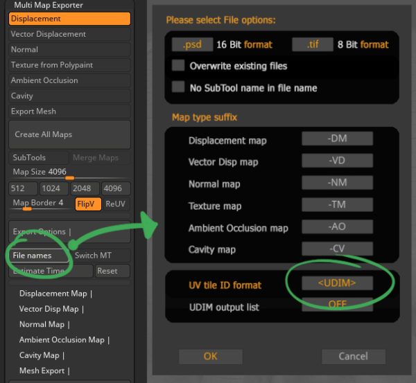 Extracting a 32bit Displacement Map from ZBrush – CAVE Academy